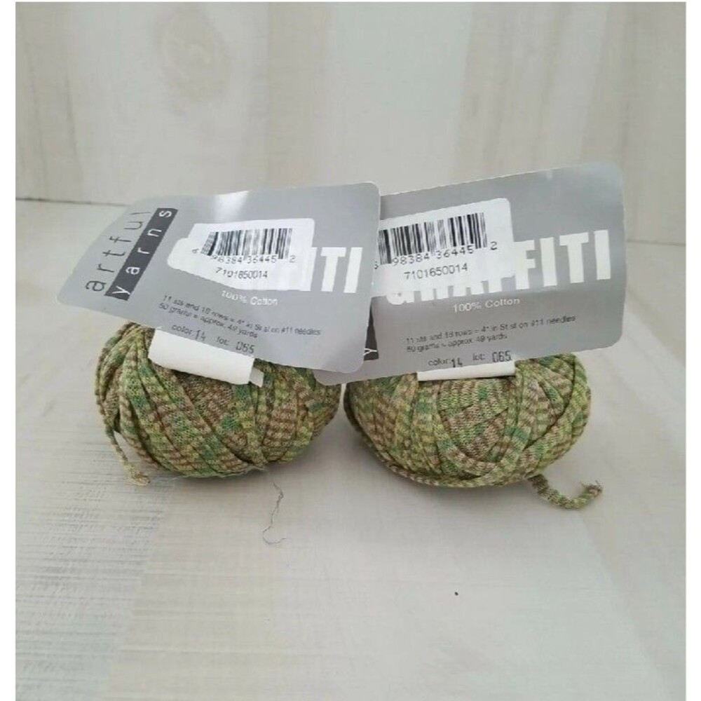 Artful Yarns Graffiti ribbon yarn, 100% cotton, "Macrame" lot of 2 (49 yds ea)